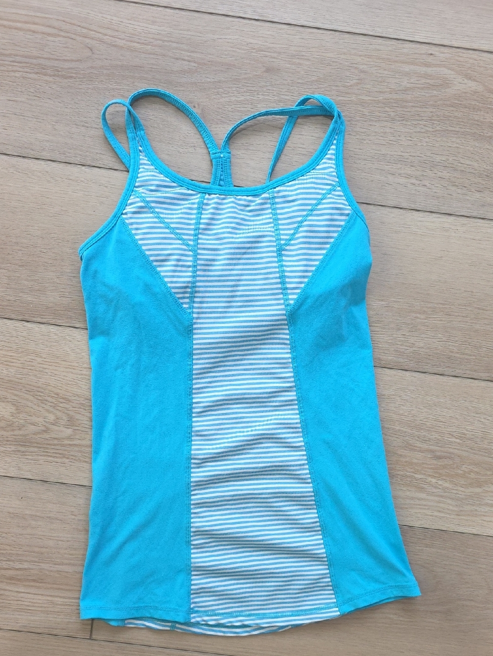 Women's Aqua Stripe Workout Padded Top - Turquoise